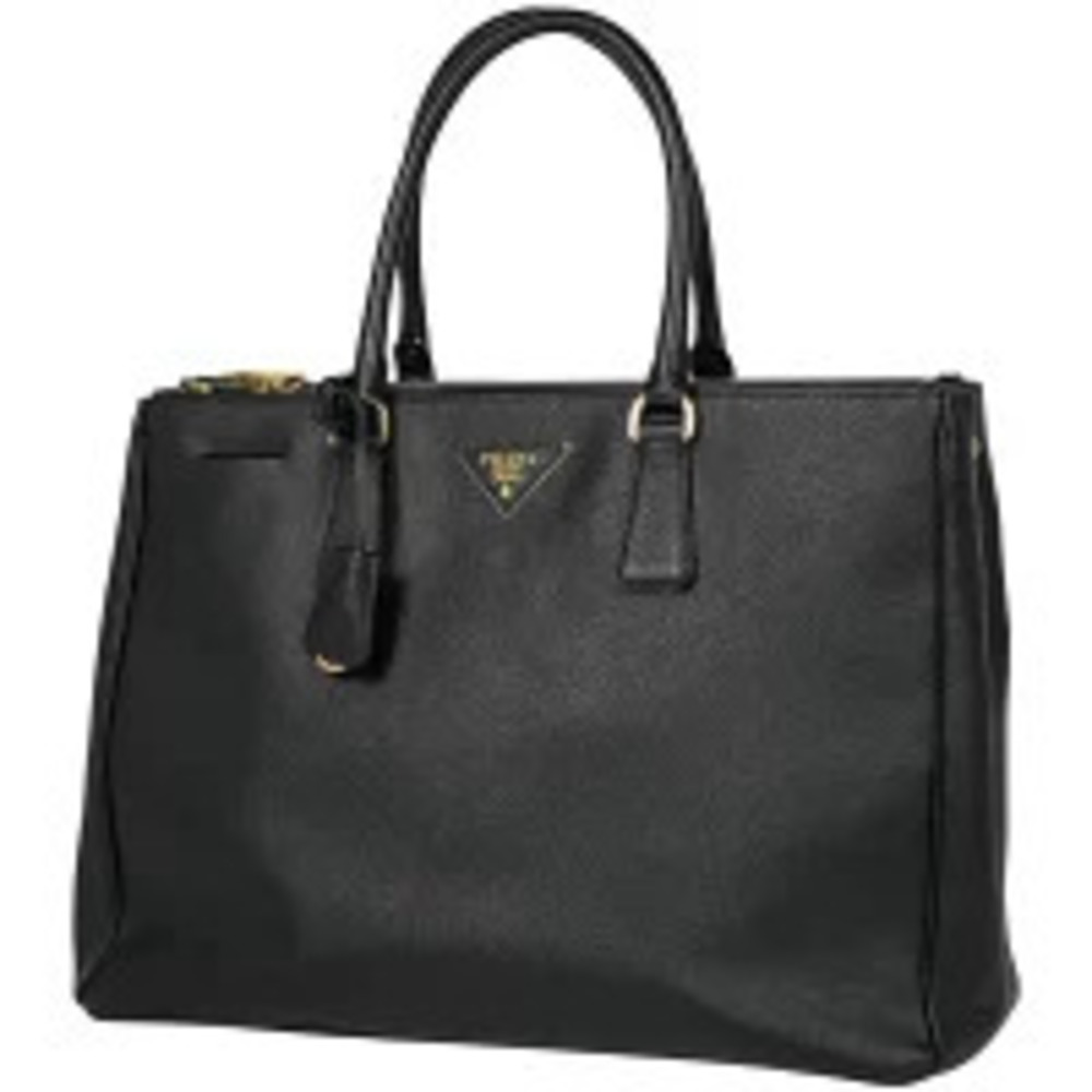 Prada Plate 2way Shoulder Bag Tote Saffiano Leather Nero Black